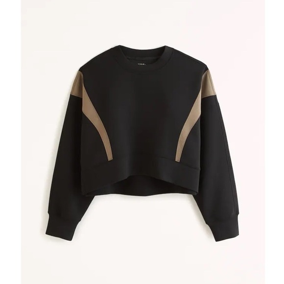 NWT - Abercrombie & Fitch YPB neoKNIT Mini Crew in Dune Colorblock, Size XS - Picture 2 of 13